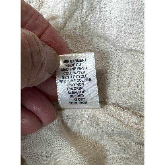 Kaktus Women’s Sz L Ivory Beige Sequins Embroidery Embellished Peasant Top - Picture 9 of 11